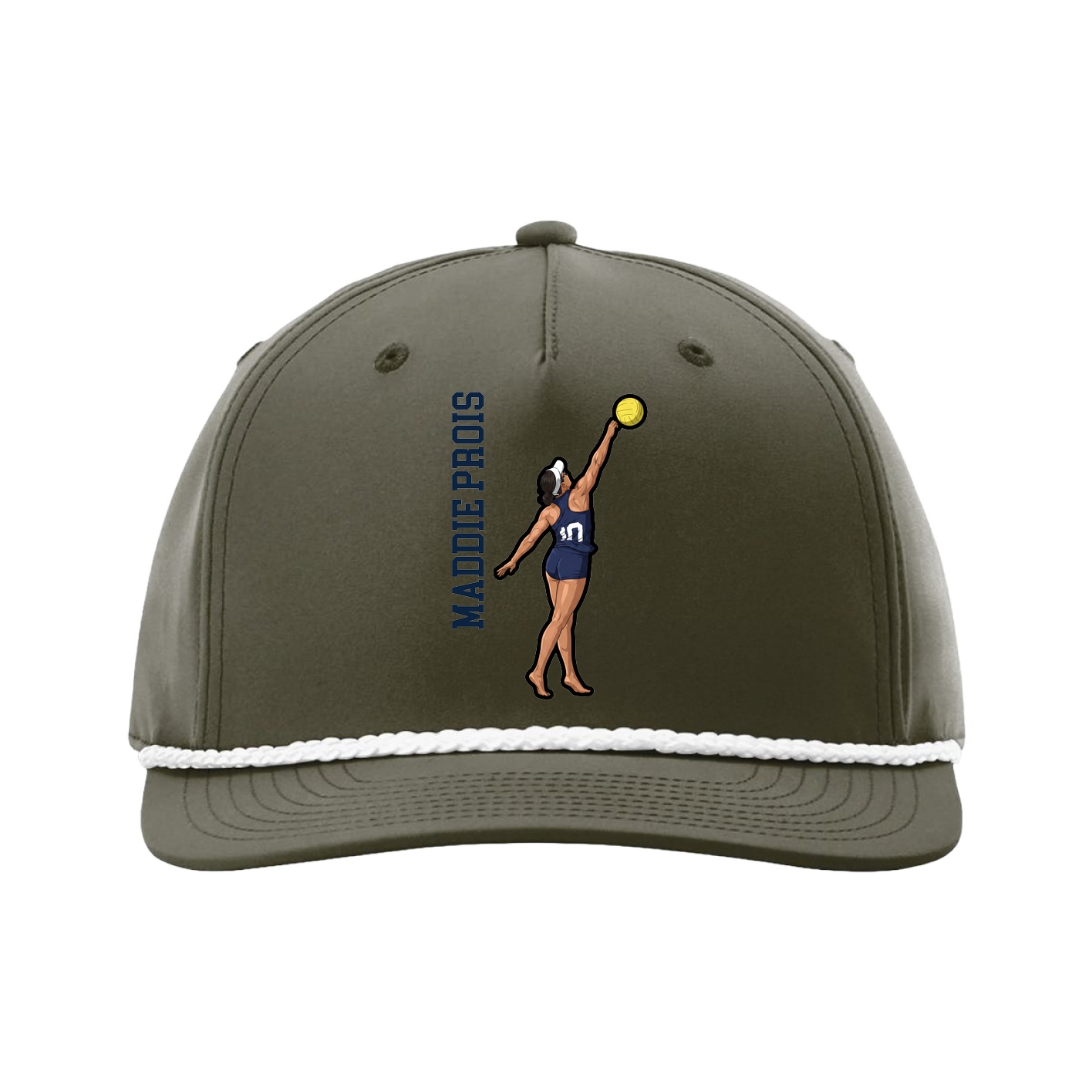 Five-Panel Classic Rope Cap — Name Vertical in Green