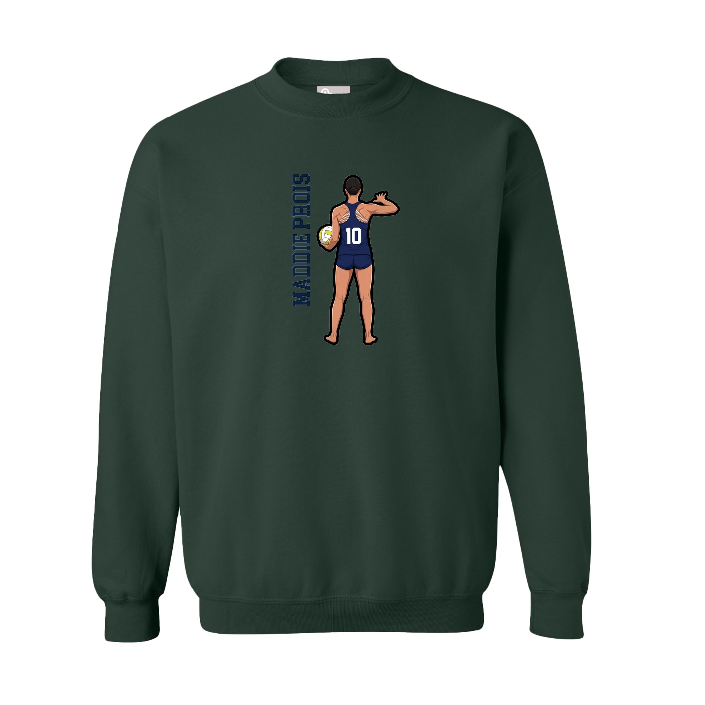 Fleece Crew — Name Vertical in Green