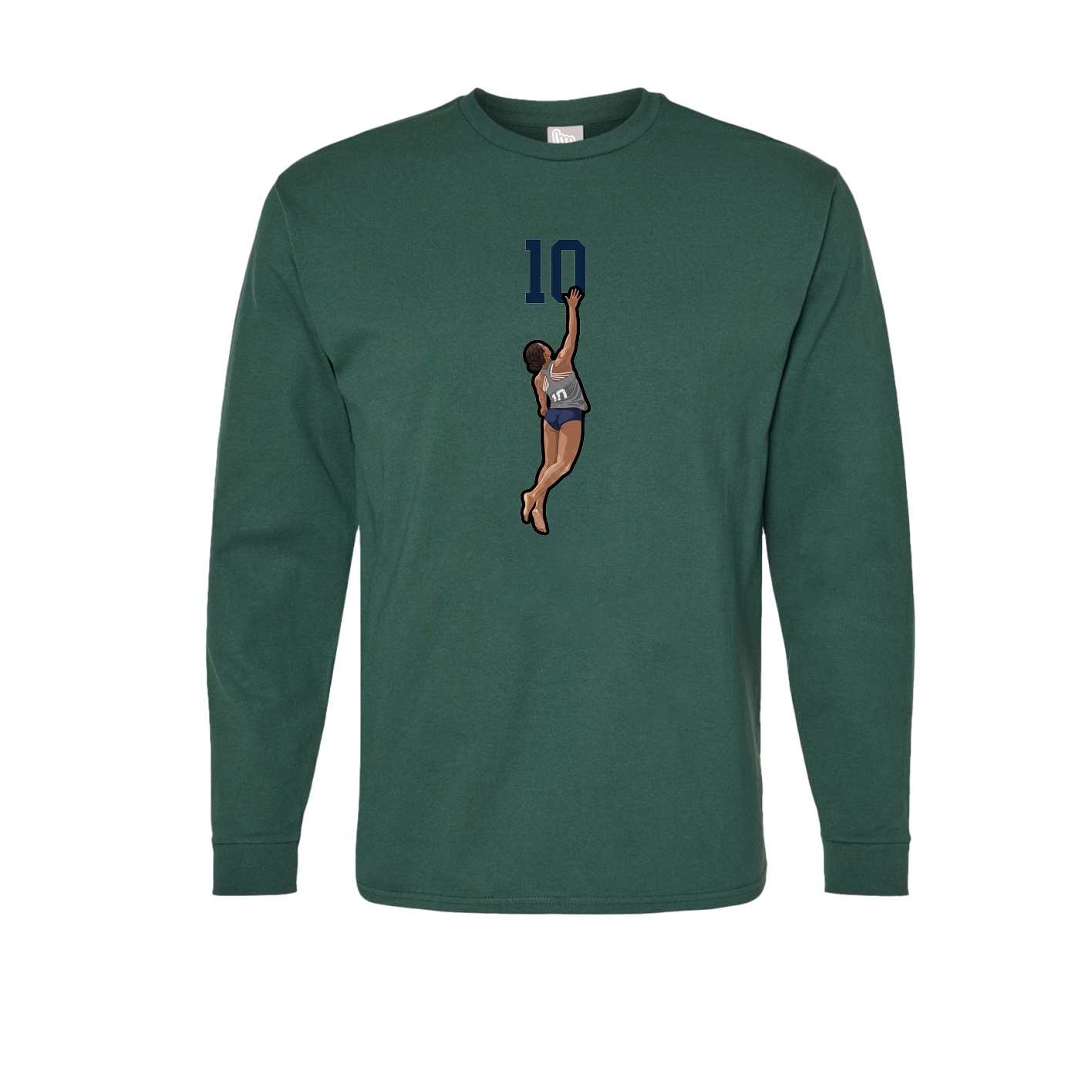 Long Sleeve Tee — Number Top in Green