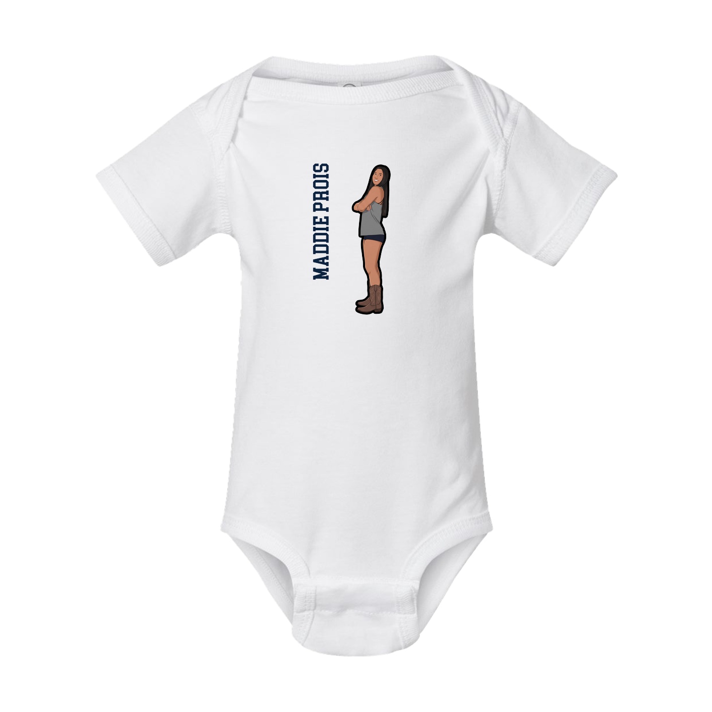 Baby Onesie — Name Vertical in White