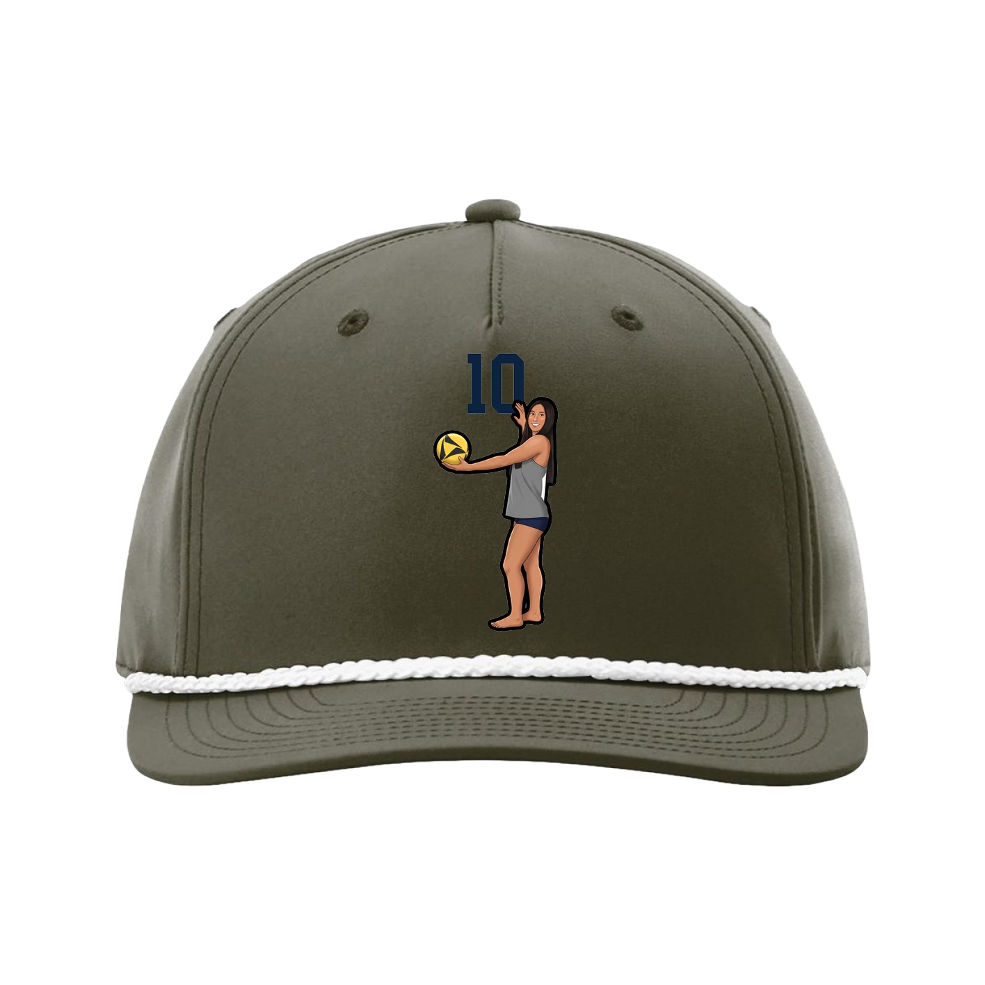 Five-Panel Classic Rope Cap — Number Top in Green