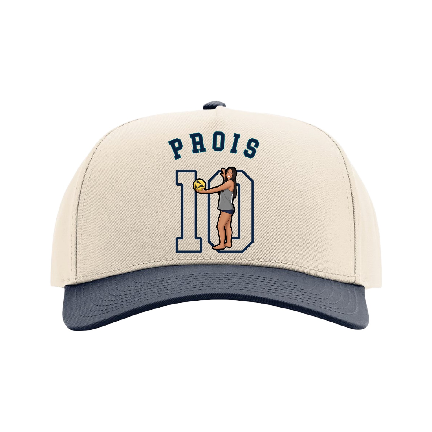 Full Fabric Five-Panel Champ Cap — Shirsey Arch in Cream/Navy