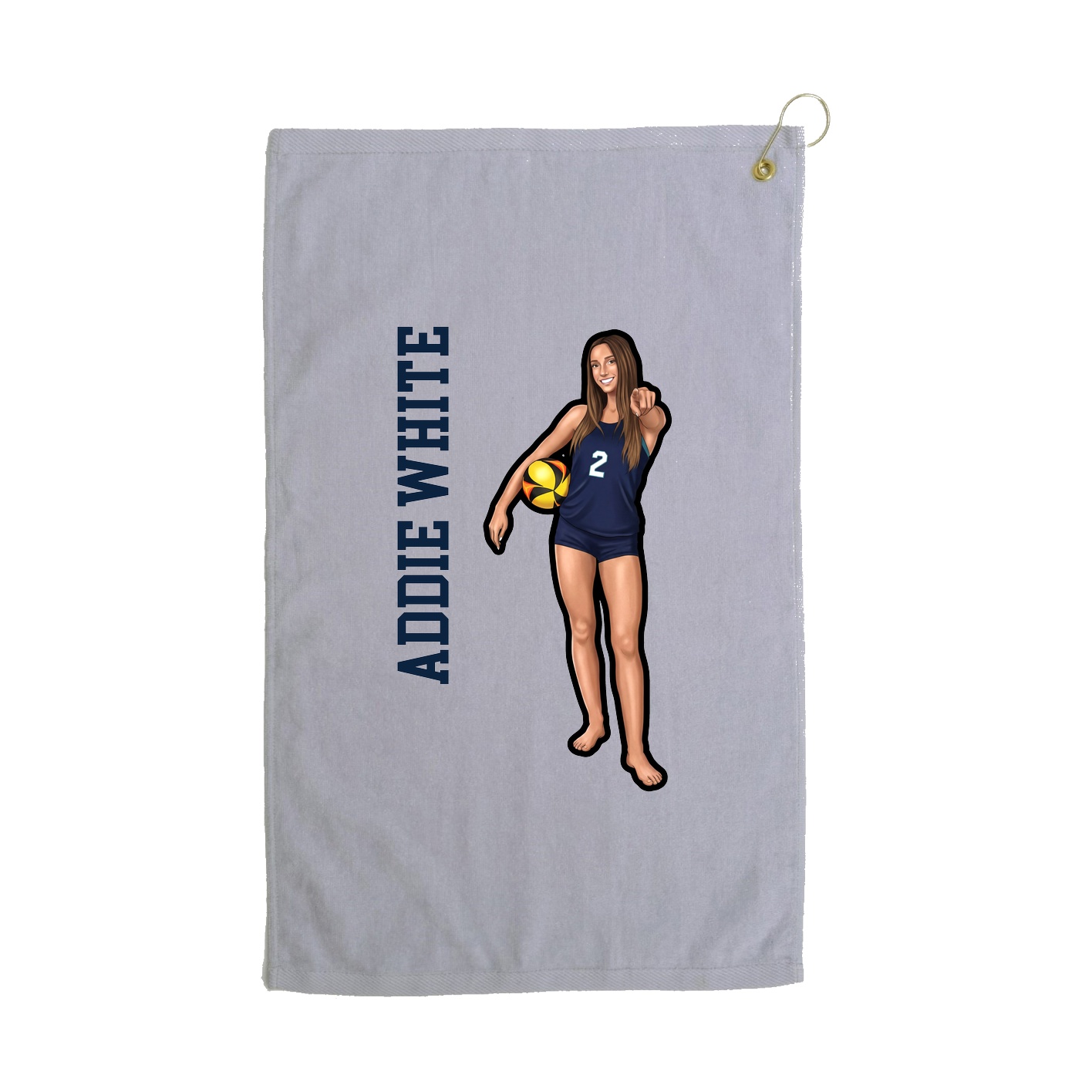 Golf Towel — Name Vertical in Grey