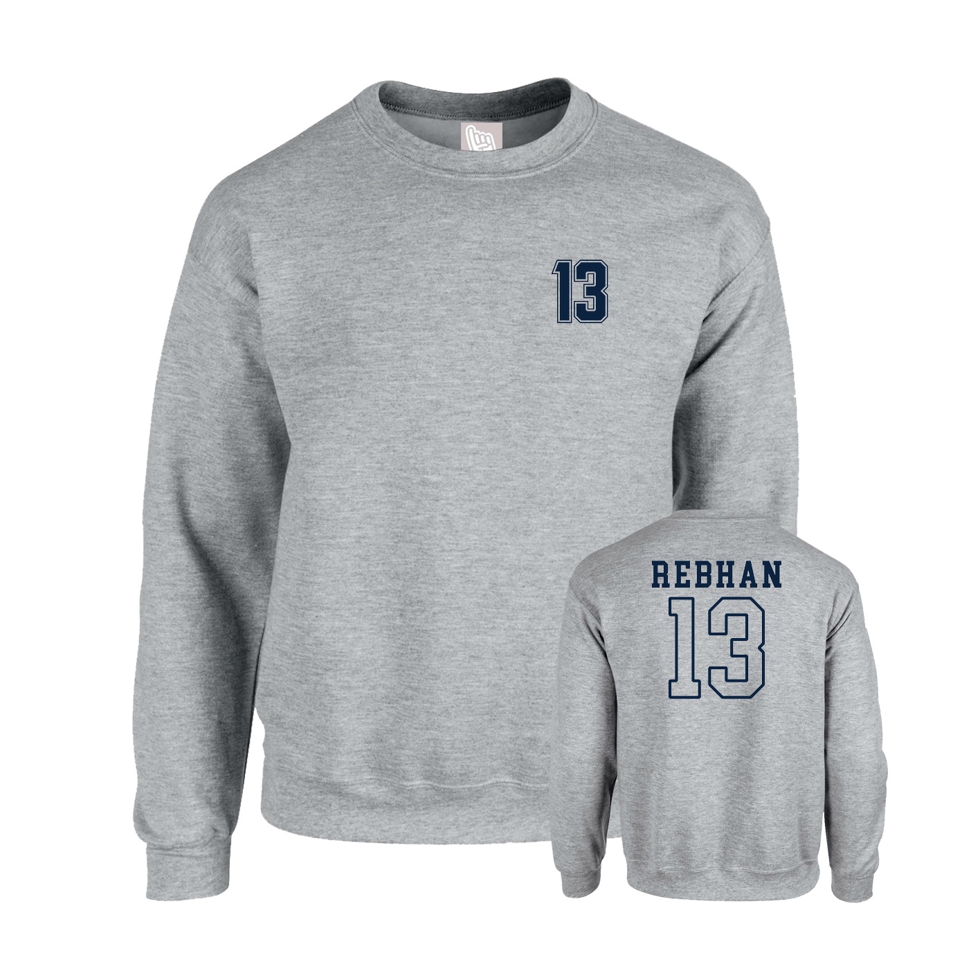Fleece Crew — Chest Back in Grey