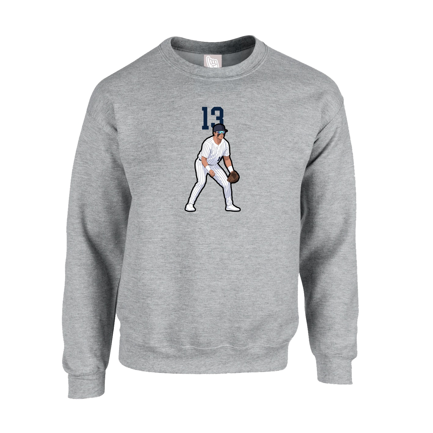Fleece Crew — Number Top in Grey