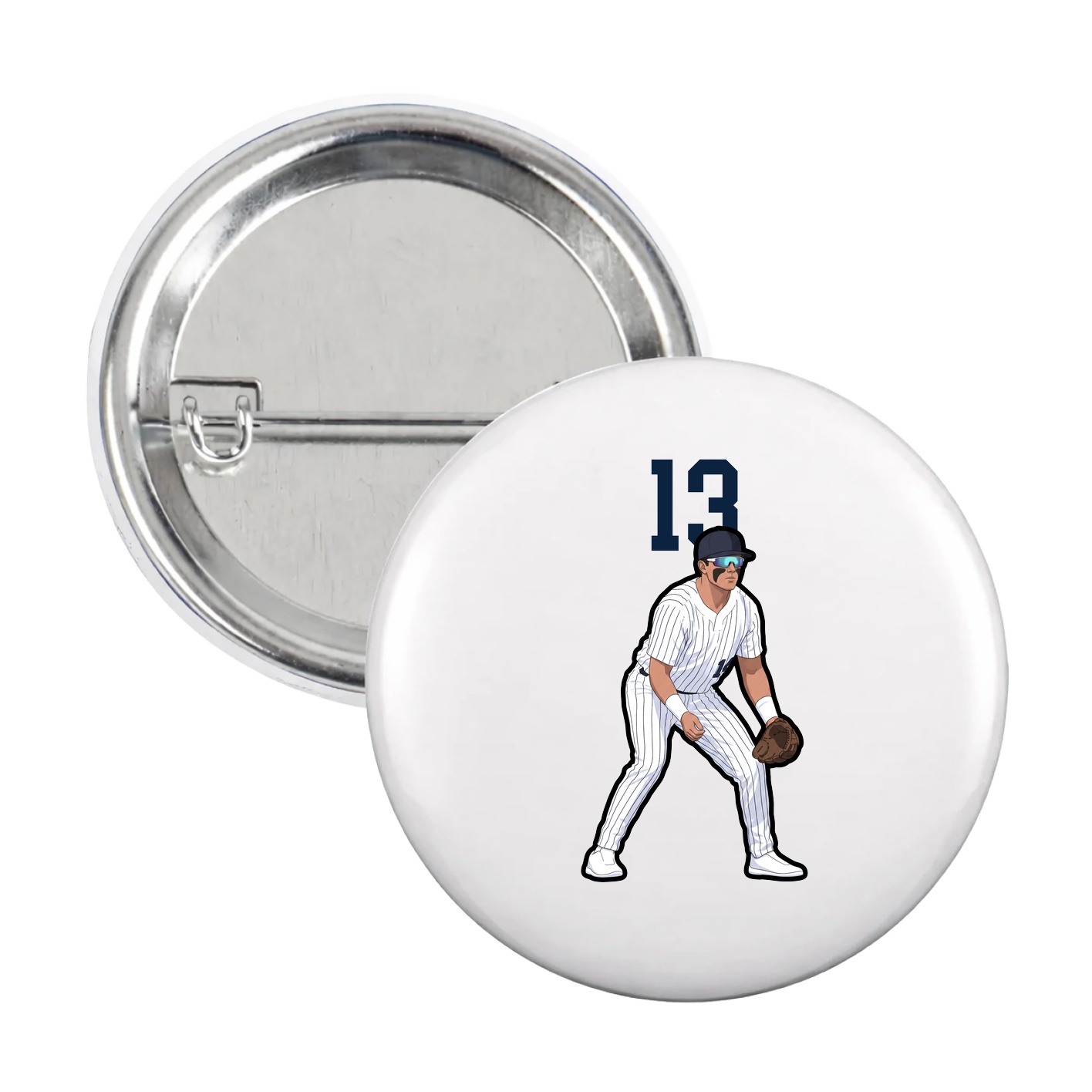 Game Day Button — Number Top in White