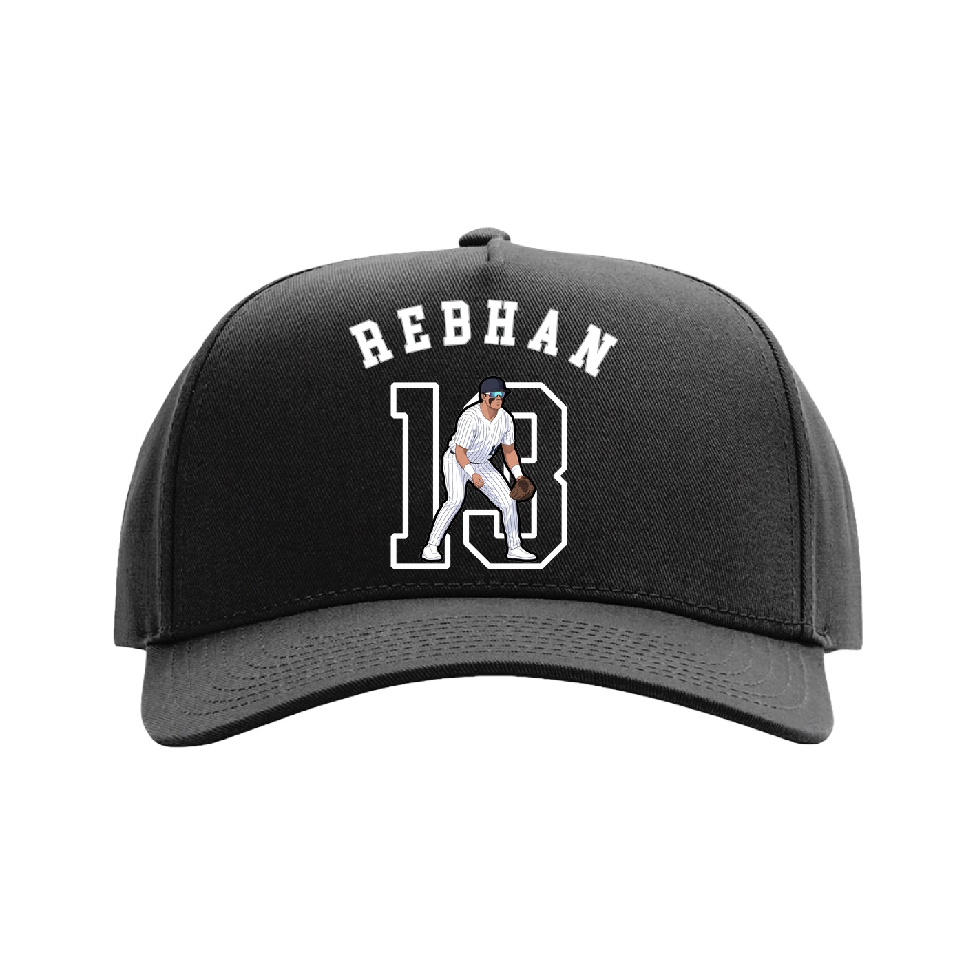 Full Fabric Five-Panel Champ Cap — Shirsey Arch in Black