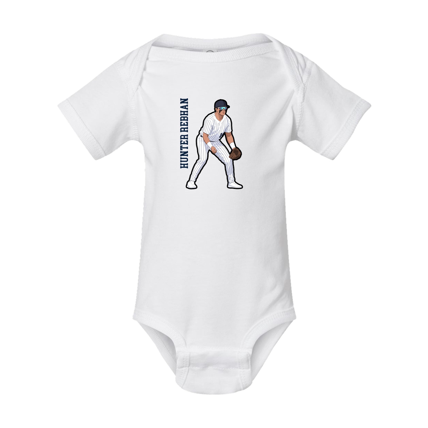 Baby Onesie — Name Vertical in White