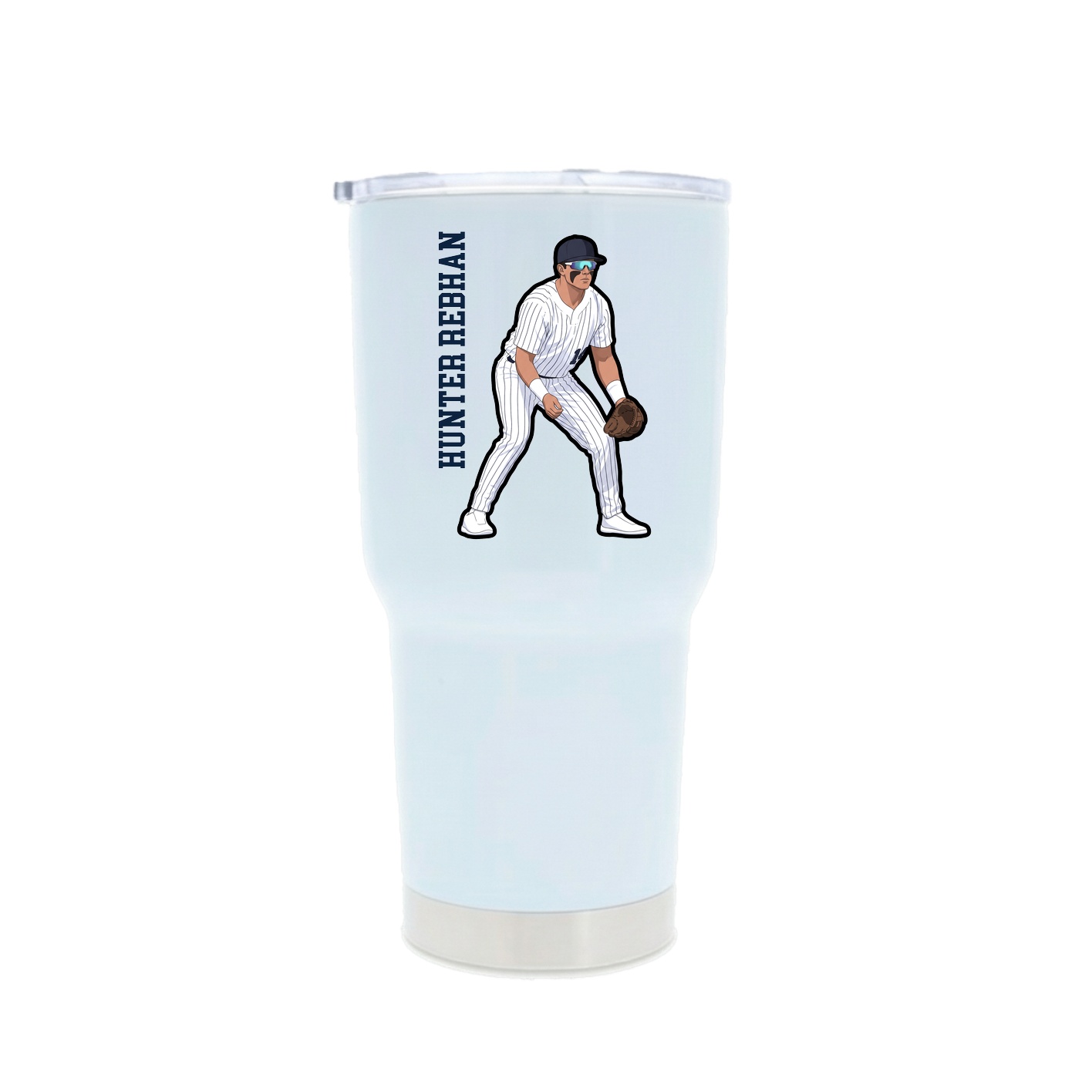 30oz Stainless Steel Tumbler — Name Vertical in White