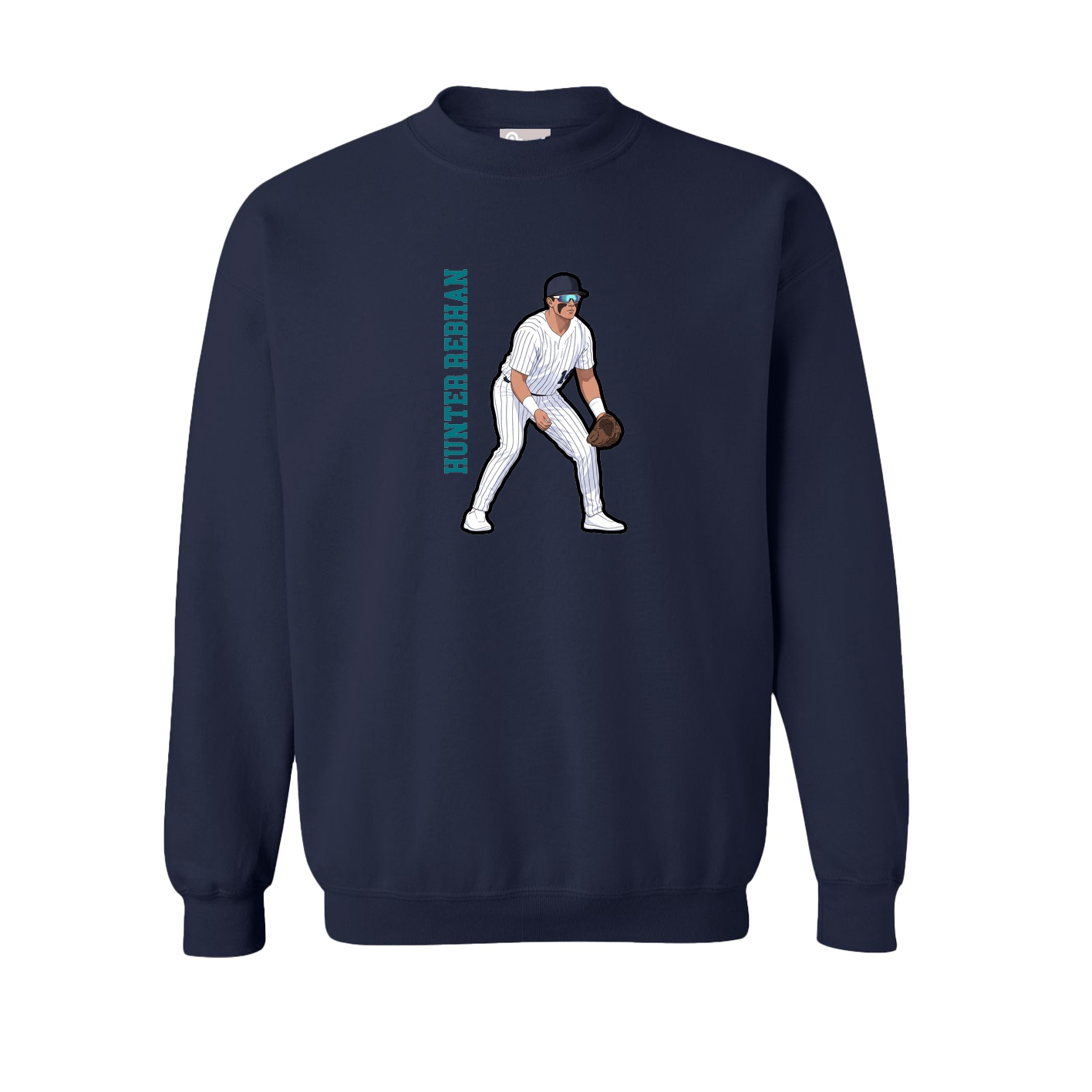 Fleece Crew — Name Vertical in Navy