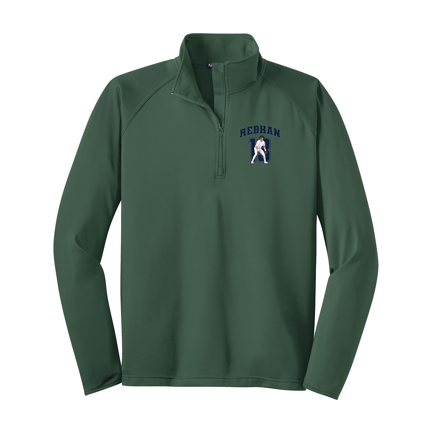 Q-Zip Pullover — Number in Green