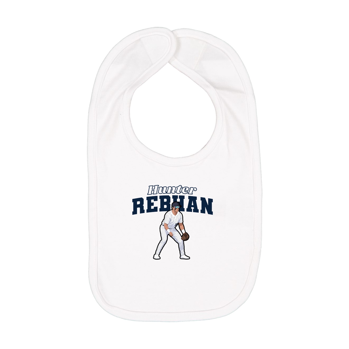 Infant Bib — Name Arch in White