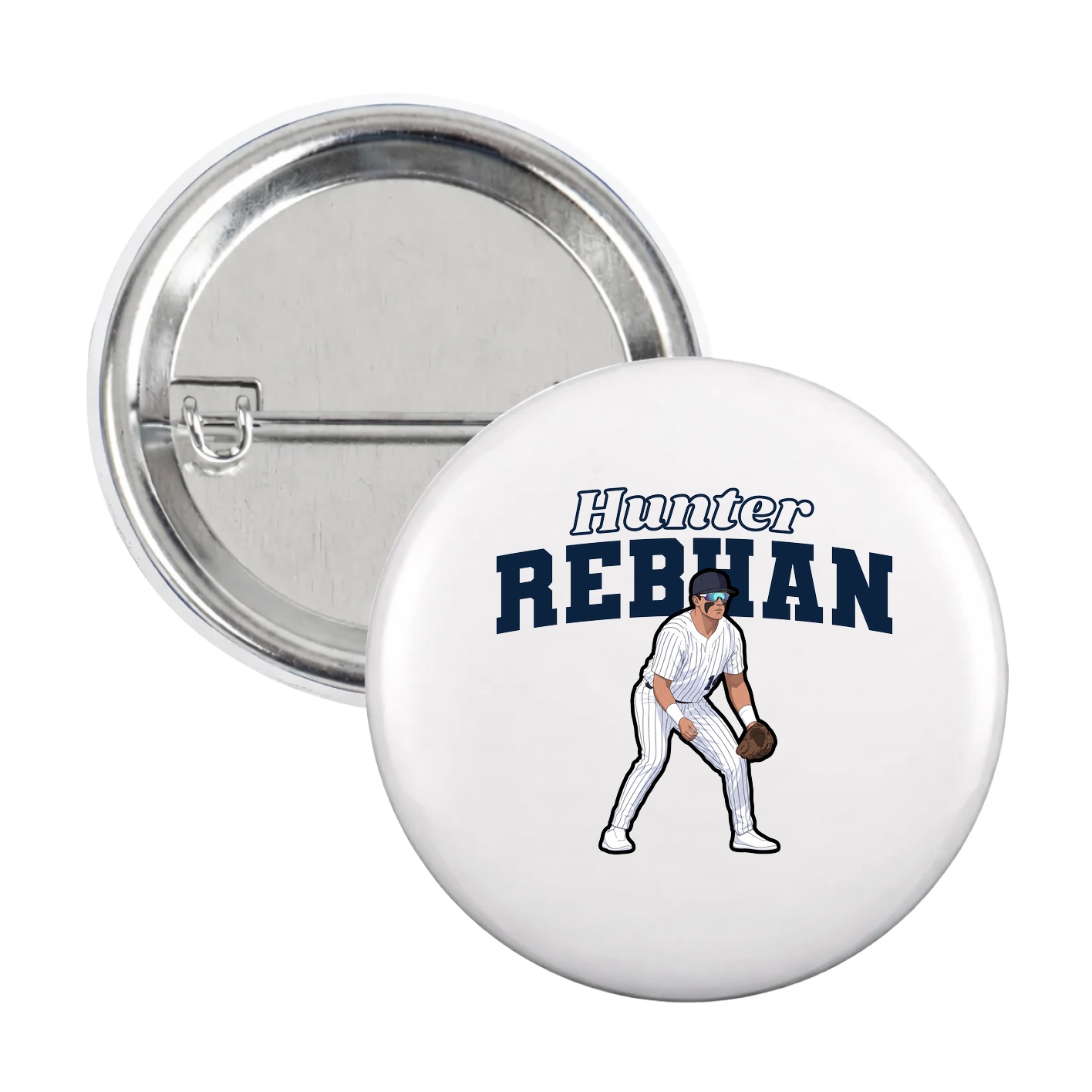 Game Day Button — Name Arch in White