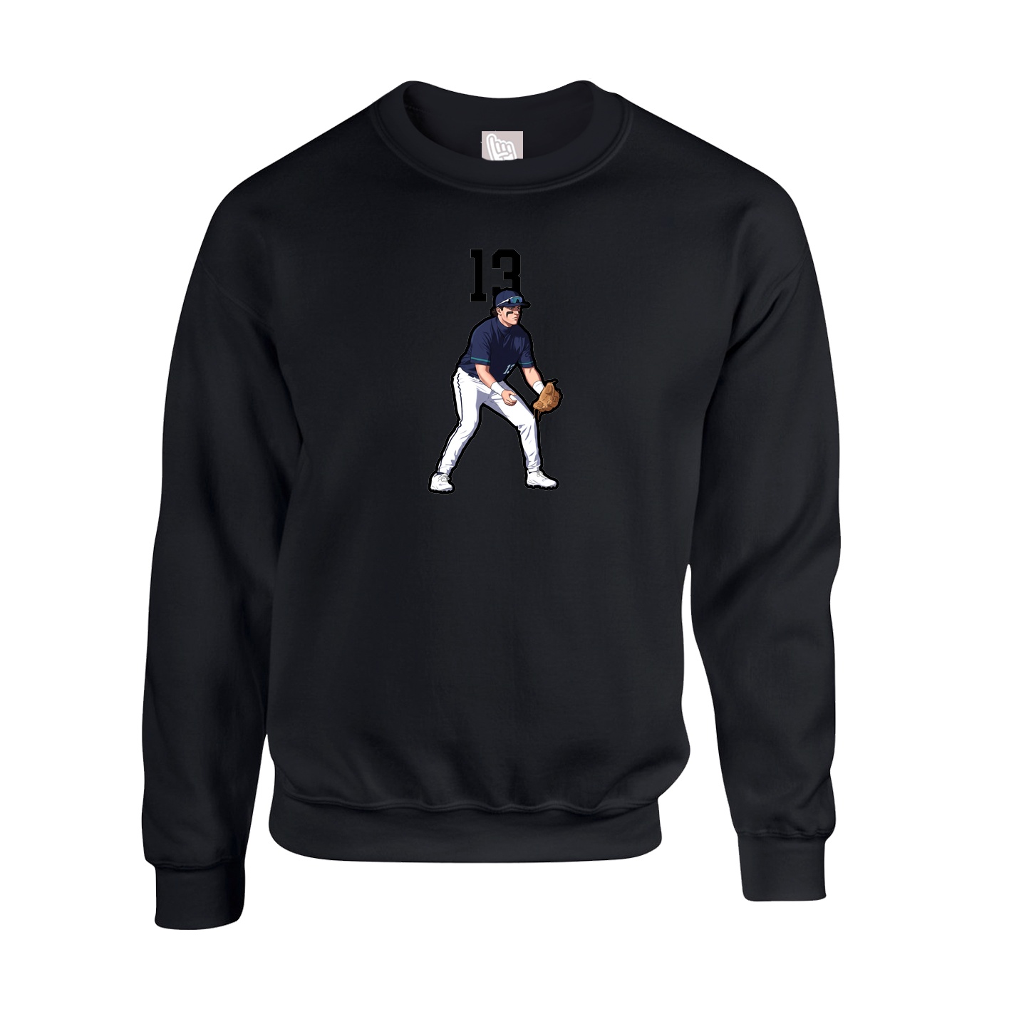 Fleece Crew — Number Top in Black