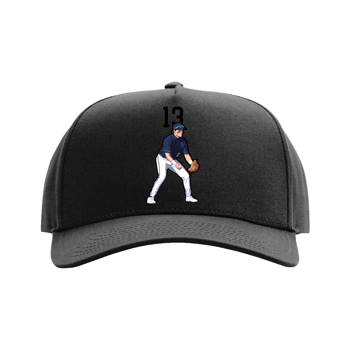 Full Fabric Five-Panel Champ Cap — Number Top in Black