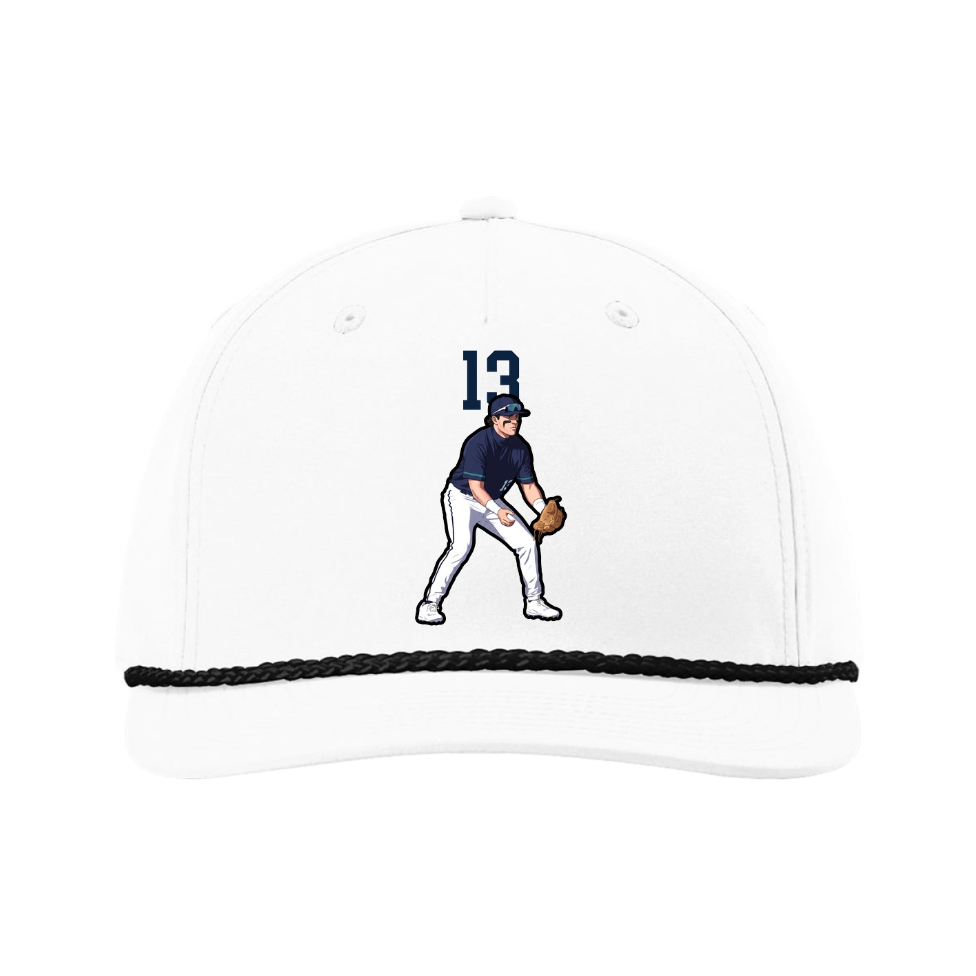Five-Panel Classic Rope Cap — Number Top in White
