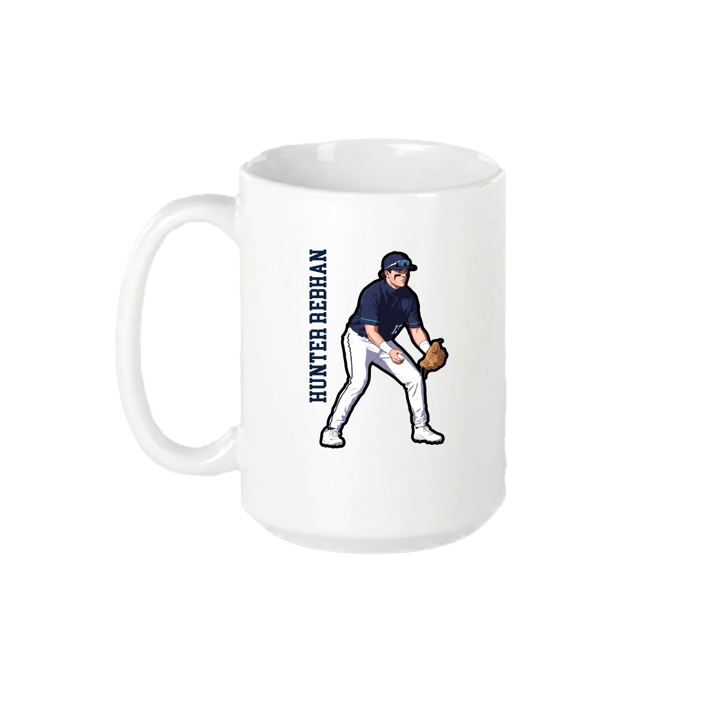 15oz Coffee Mug — Name Vertical in White