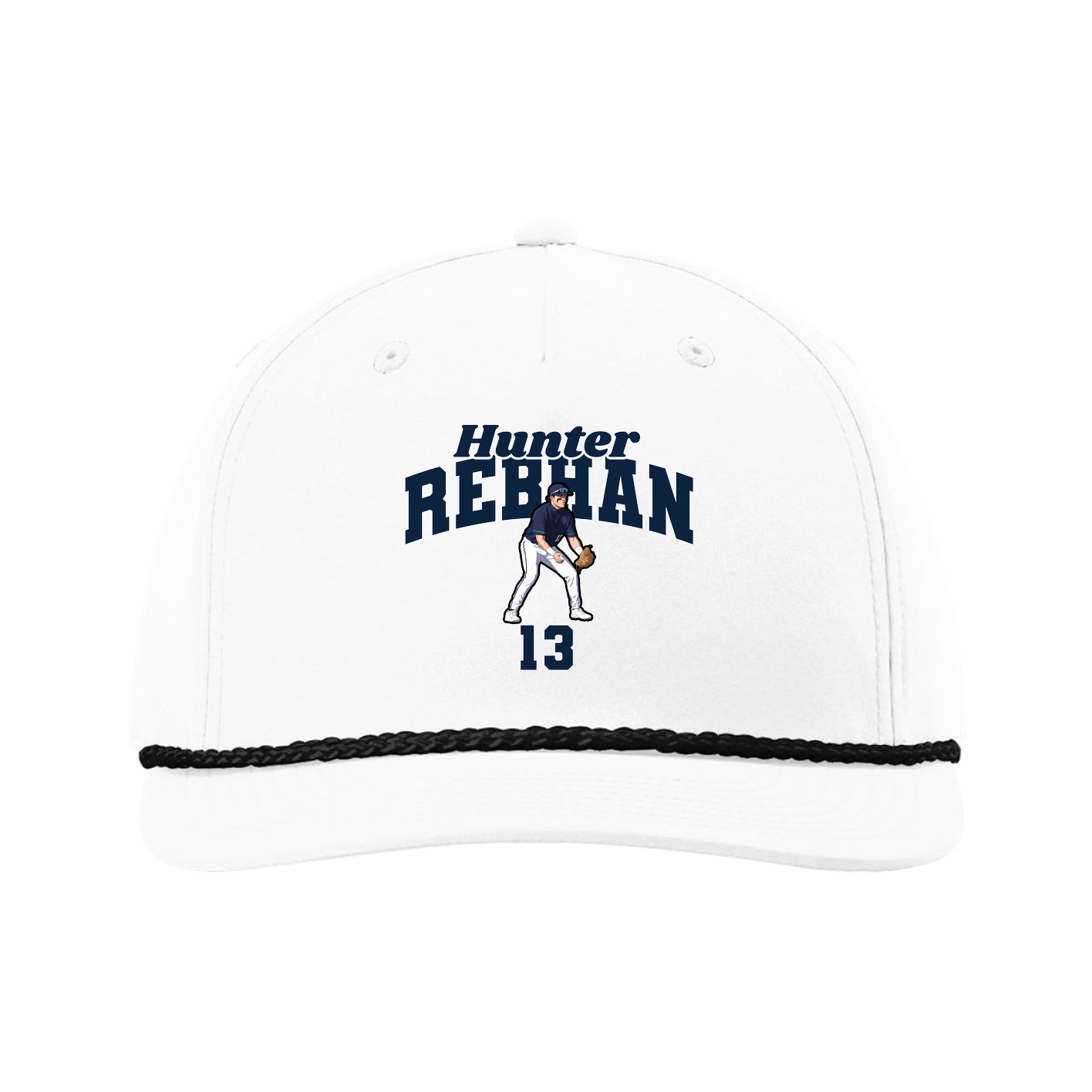 Five-Panel Classic Rope Cap — Signature Arch in White
