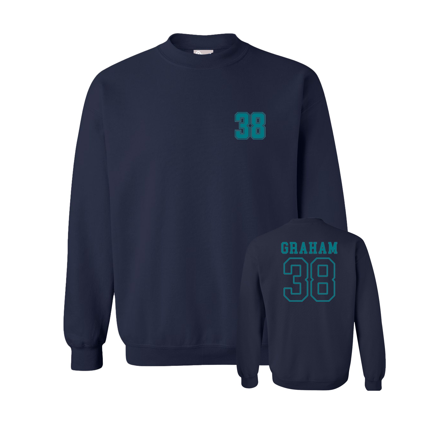 Fleece Crew — Chest Back in Navy