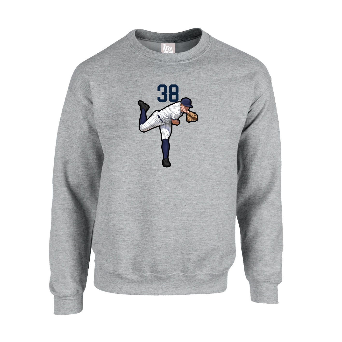 Fleece Crew — Number Top in Grey