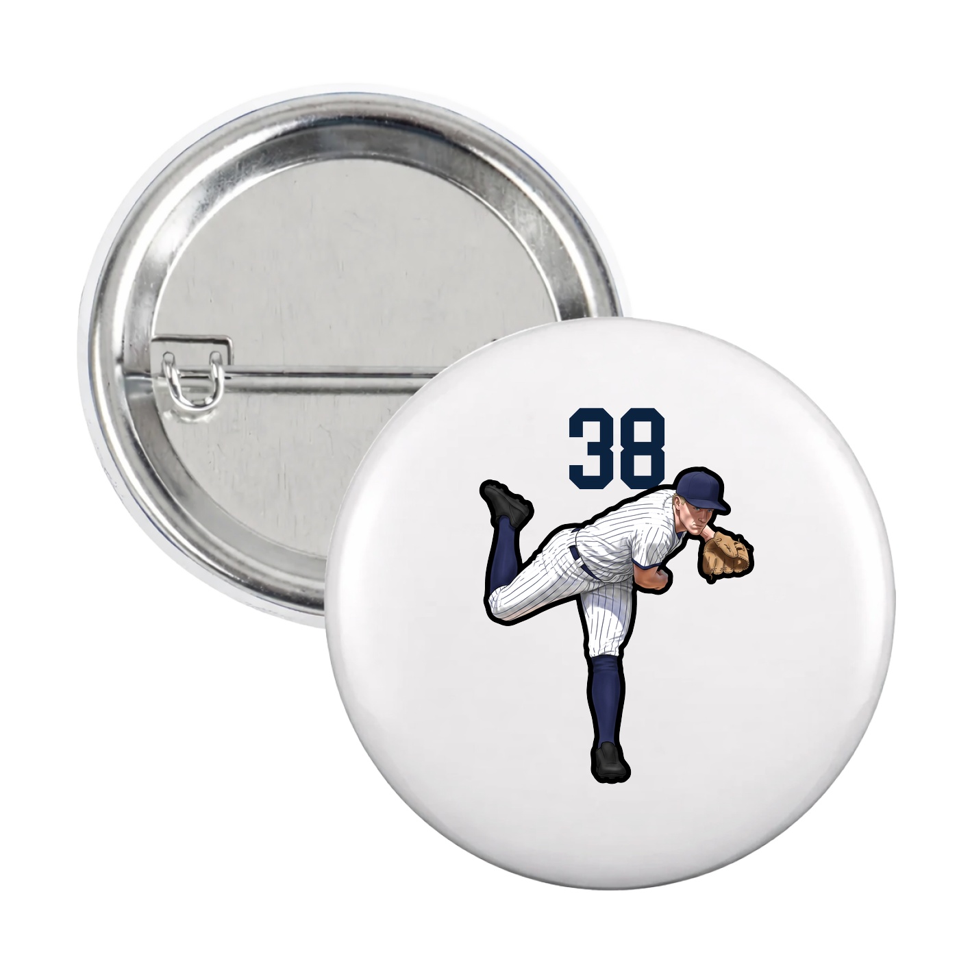 Game Day Button — Number Top in White