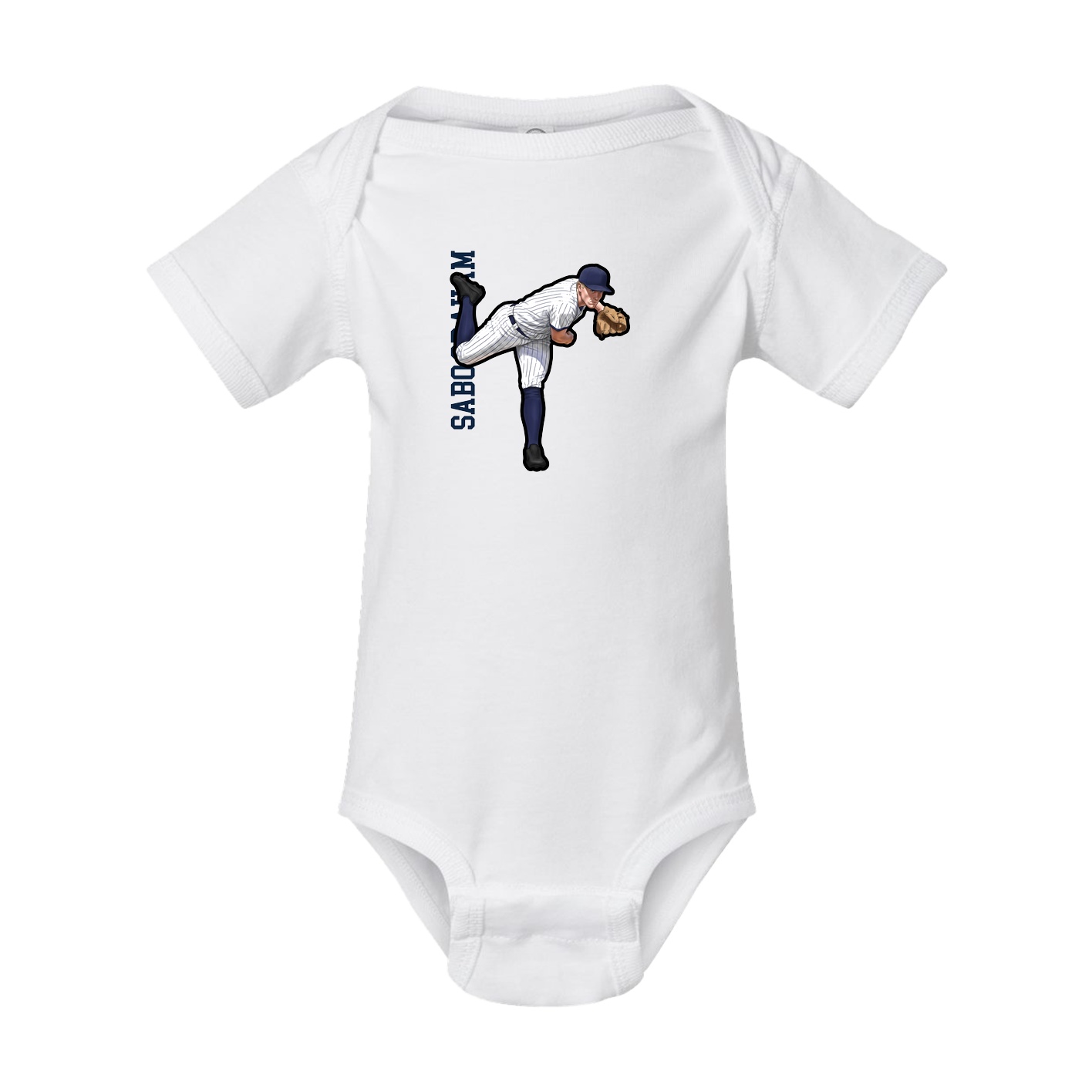 Baby Onesie — Name Vertical in White