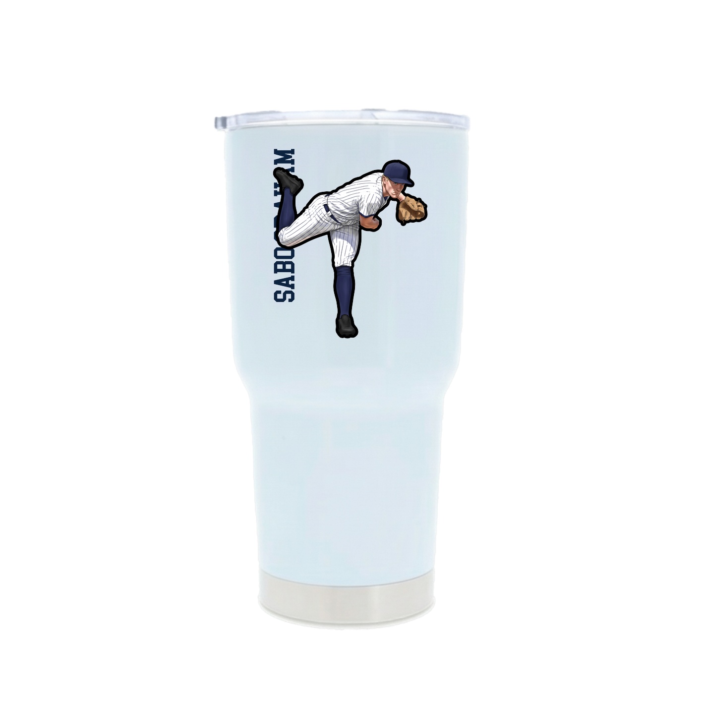 30oz Stainless Steel Tumbler — Name Vertical in White