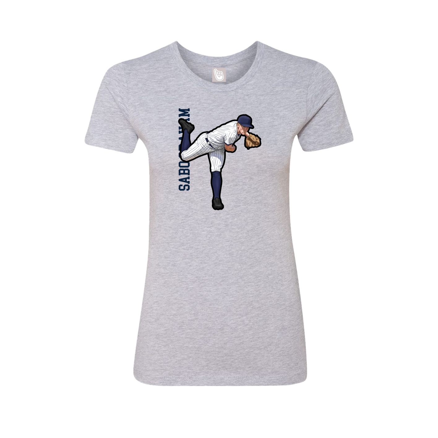 Fitted Women's Tee — Name Vertical in Grey