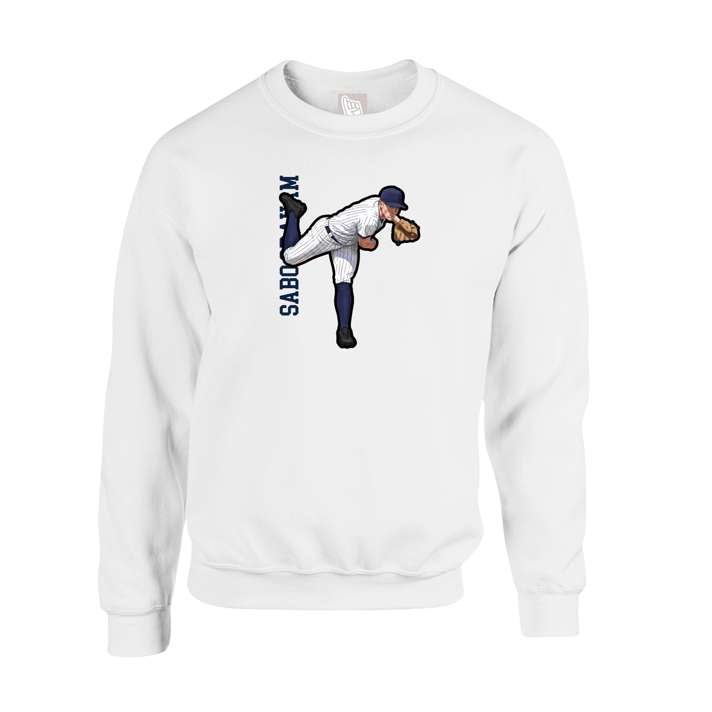 Fleece Crew — Name Vertical in White