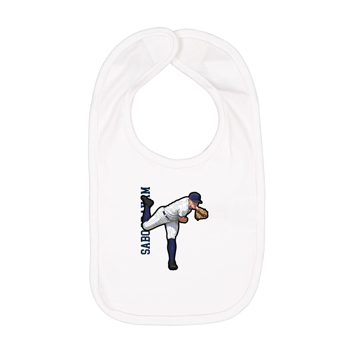 Infant Bib — Name Vertical in White
