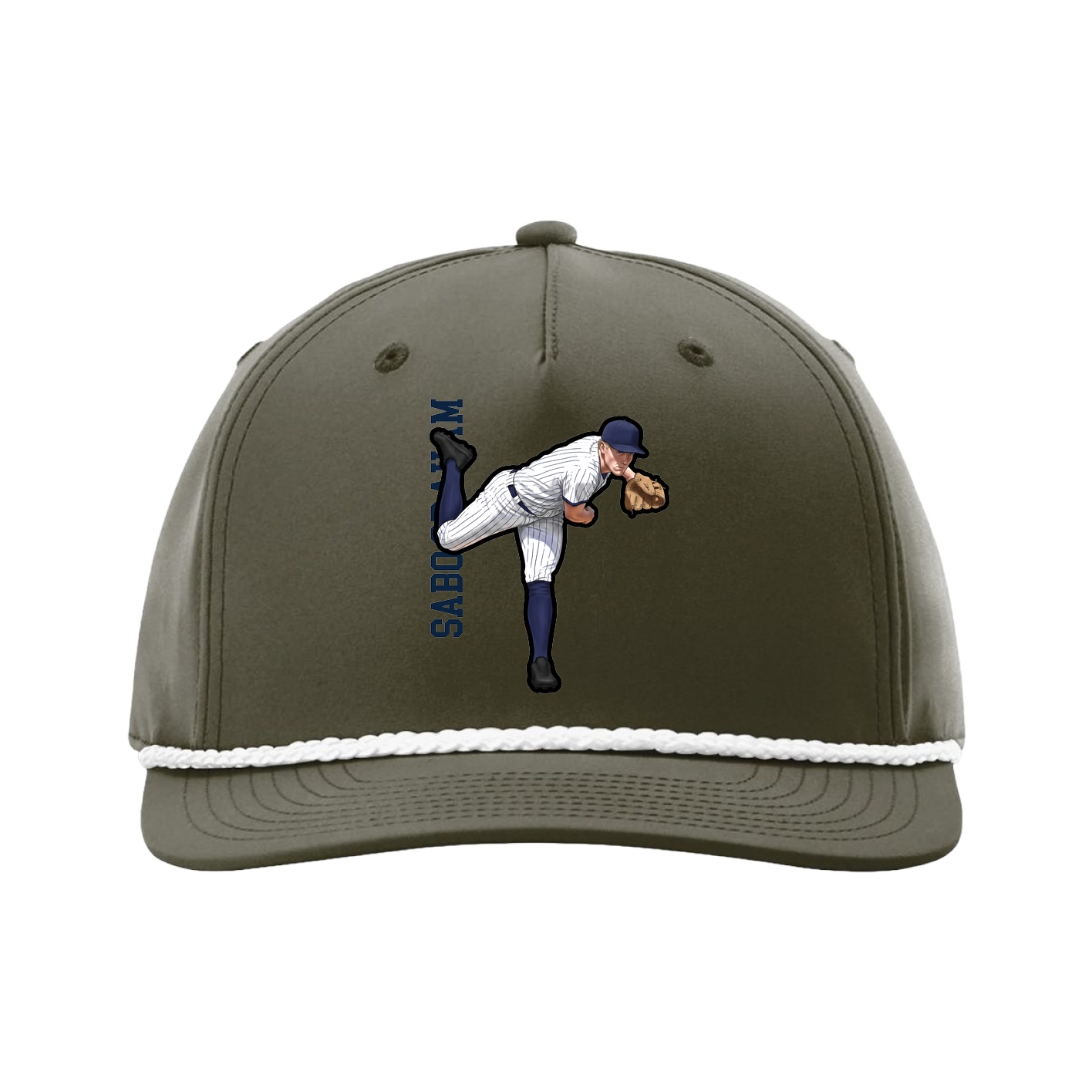 Five-Panel Classic Rope Cap — Name Vertical in Green