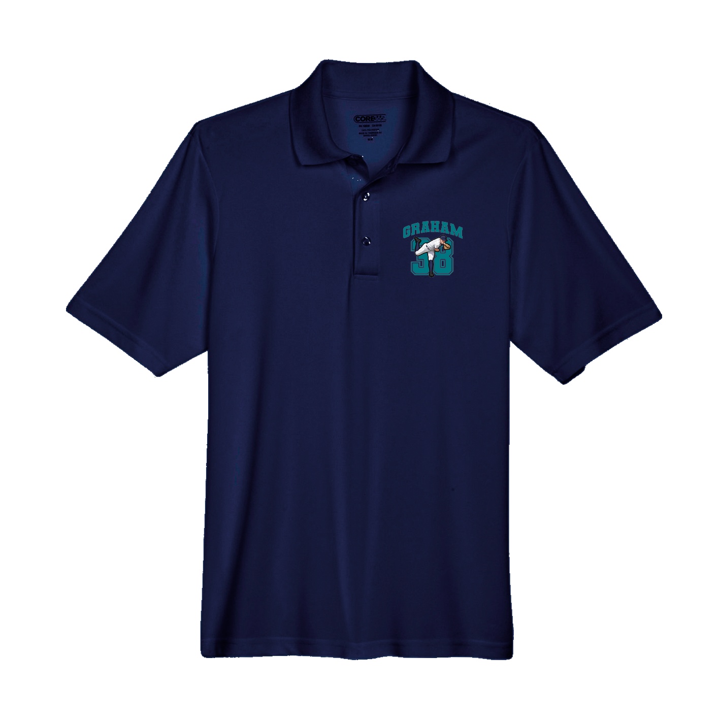 Performance Polo — Number in Navy