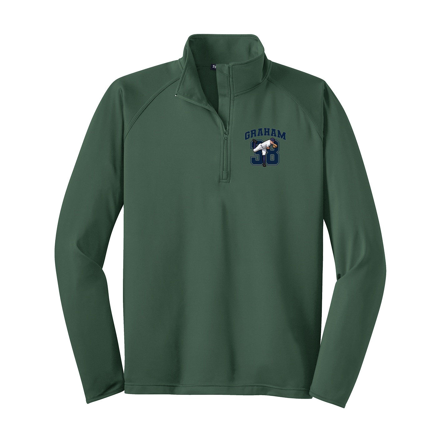 Q-Zip Pullover — Number in Green