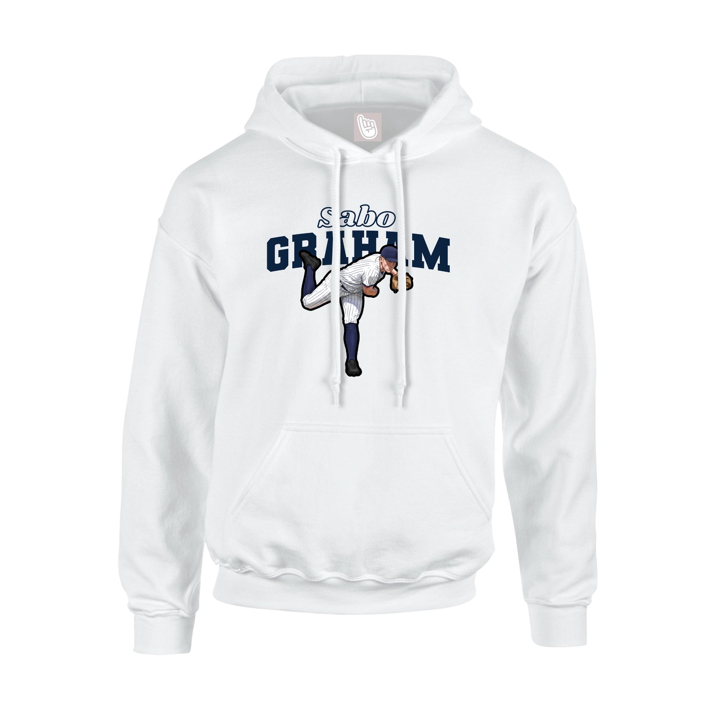 Youth Hoodie — Name Arch in White