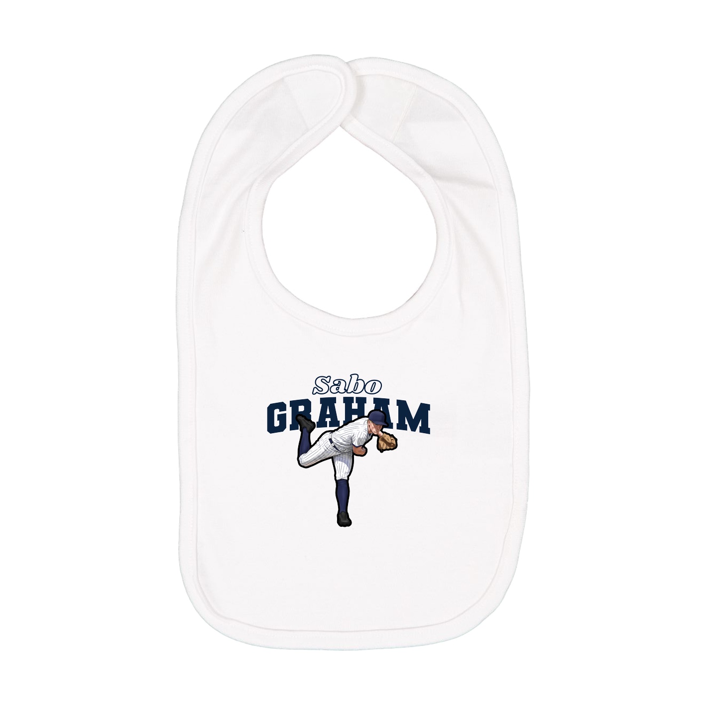 Infant Bib — Name Arch in White