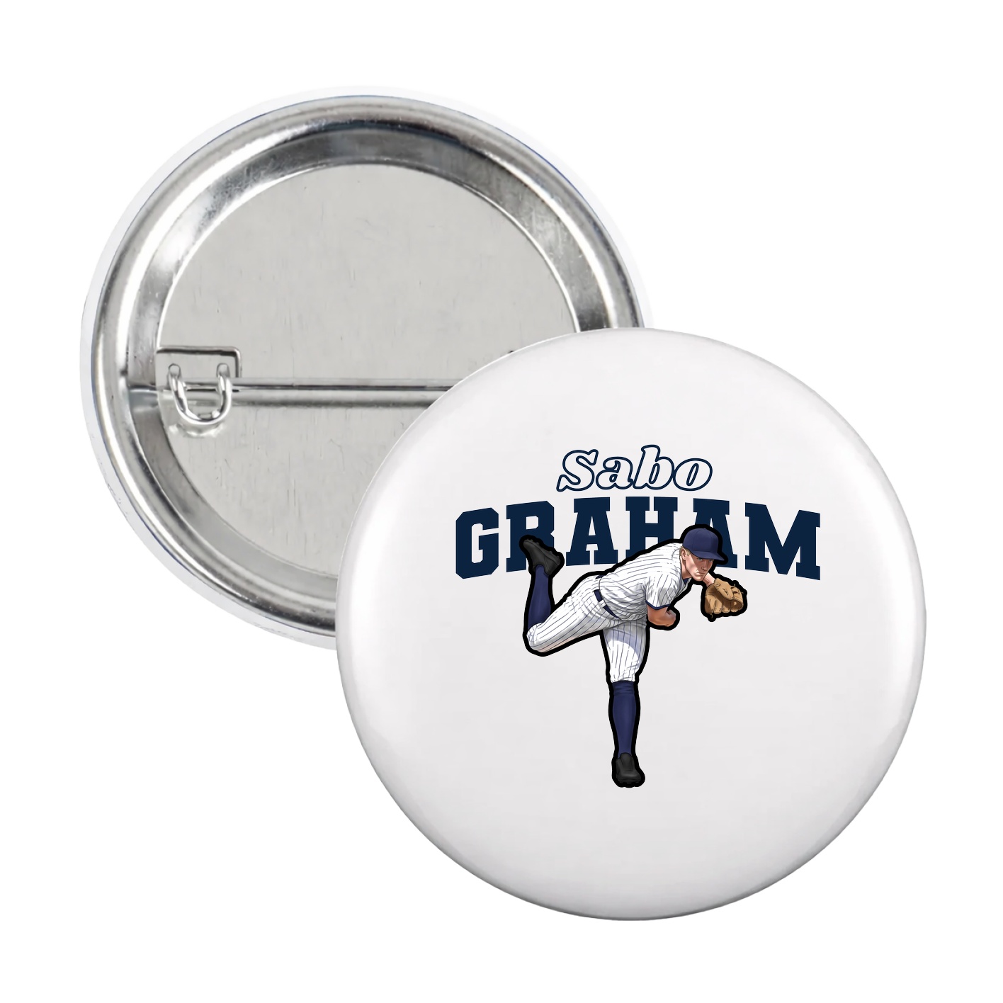 Game Day Button — Name Arch in White