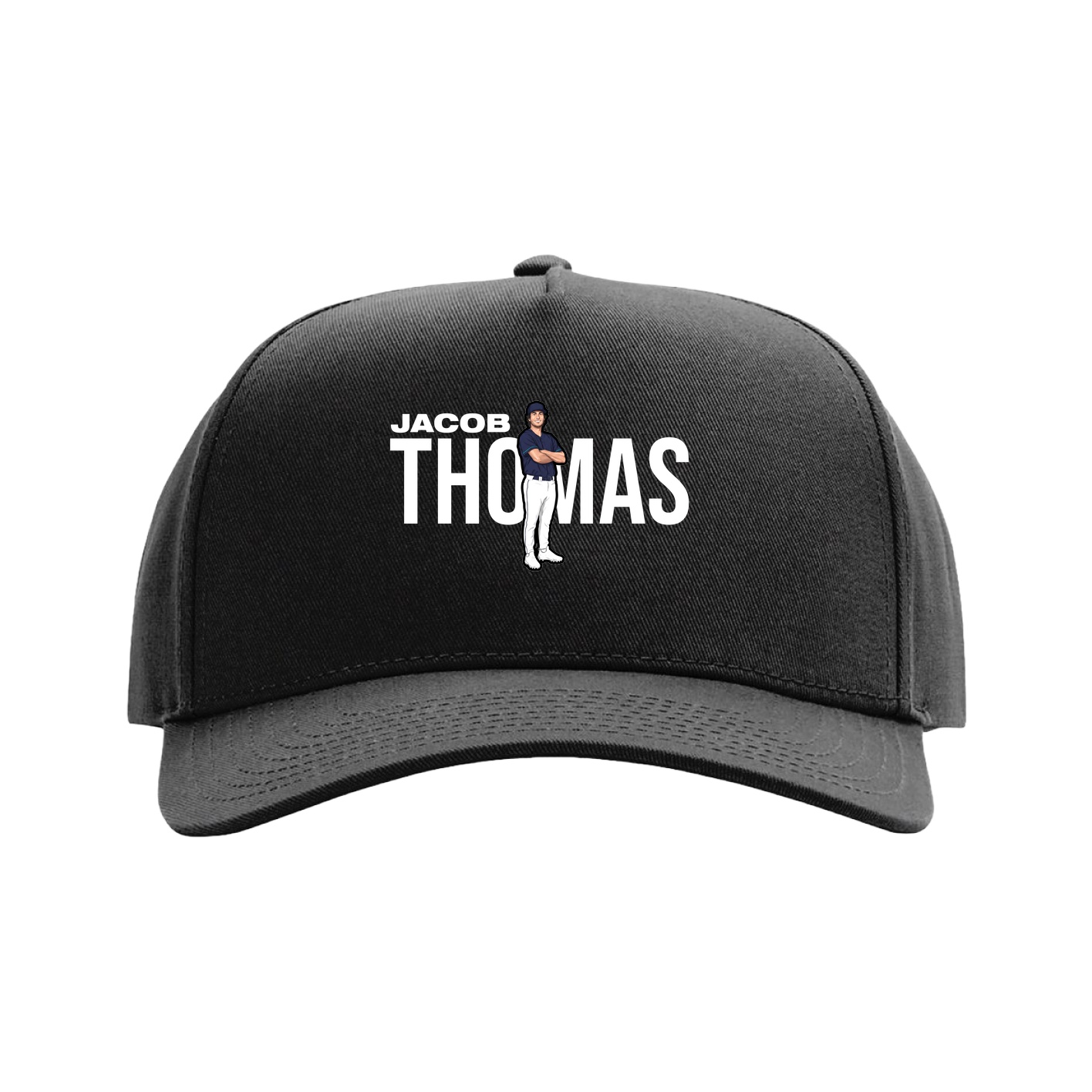 Full Fabric Five-Panel Champ Cap — Player Name in Black