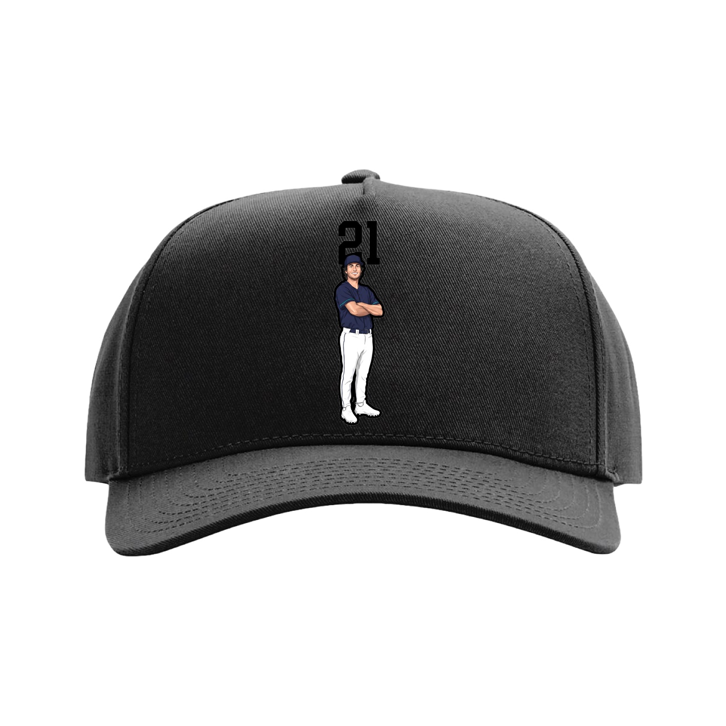 Full Fabric Five-Panel Champ Cap — Number Top in Black