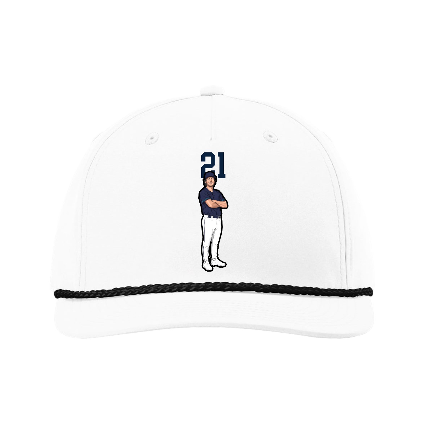 Five-Panel Classic Rope Cap — Number Top in White