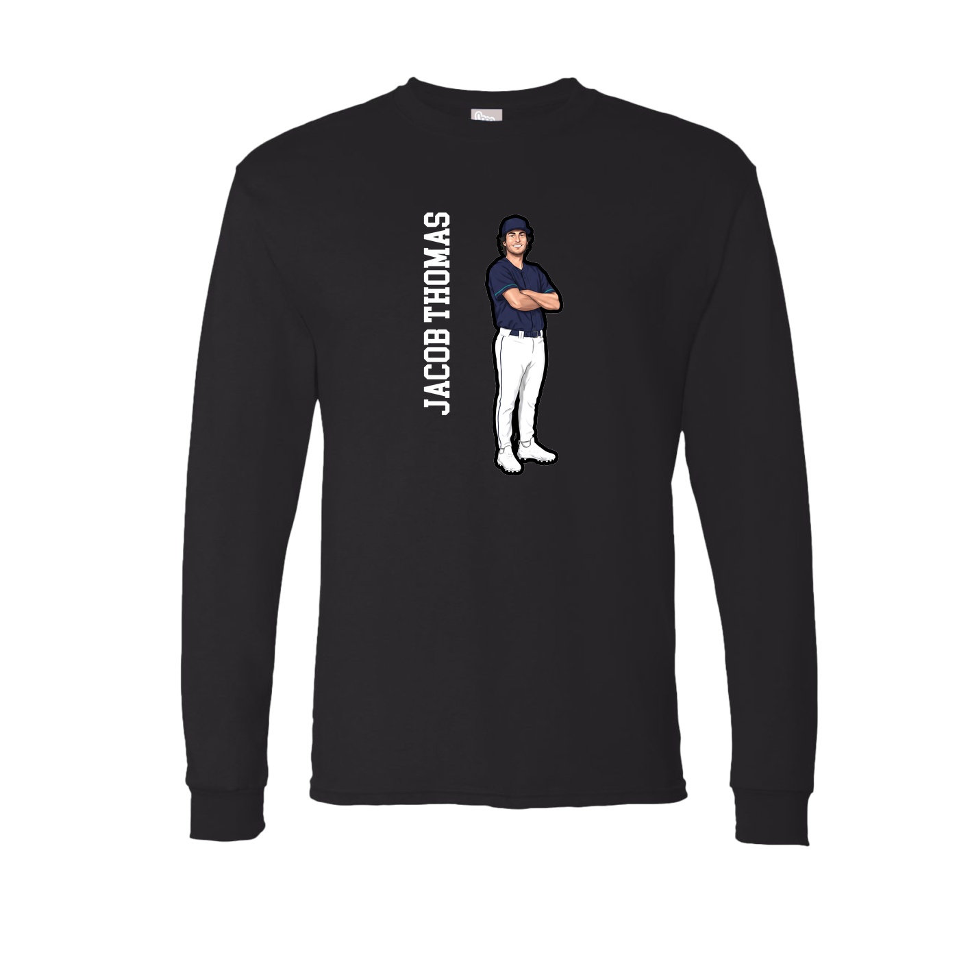 Long Sleeve Tee — Name Vertical in Black