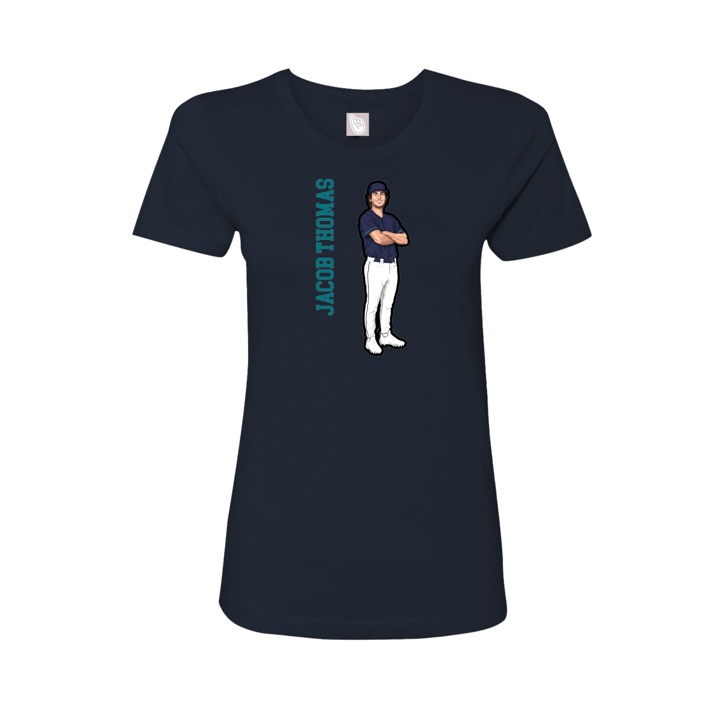Fitted Women's Tee — Name Vertical in Navy