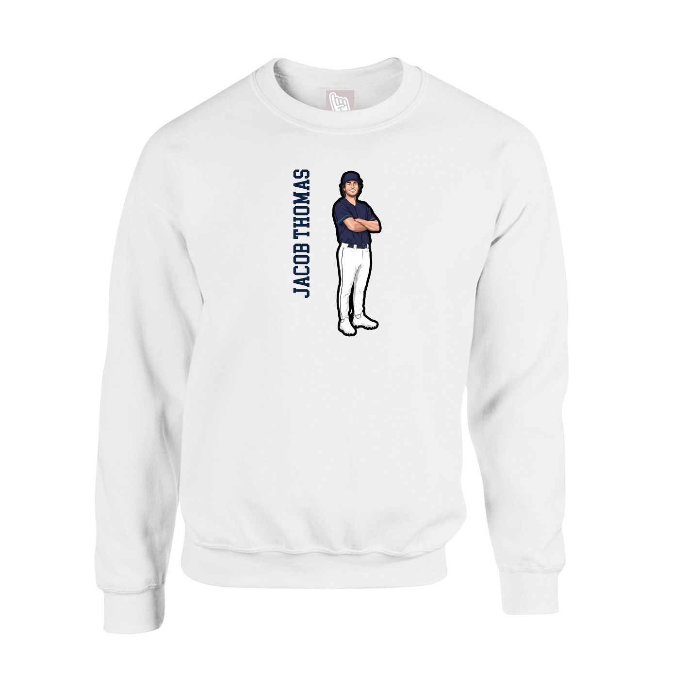 Fleece Crew — Name Vertical in White
