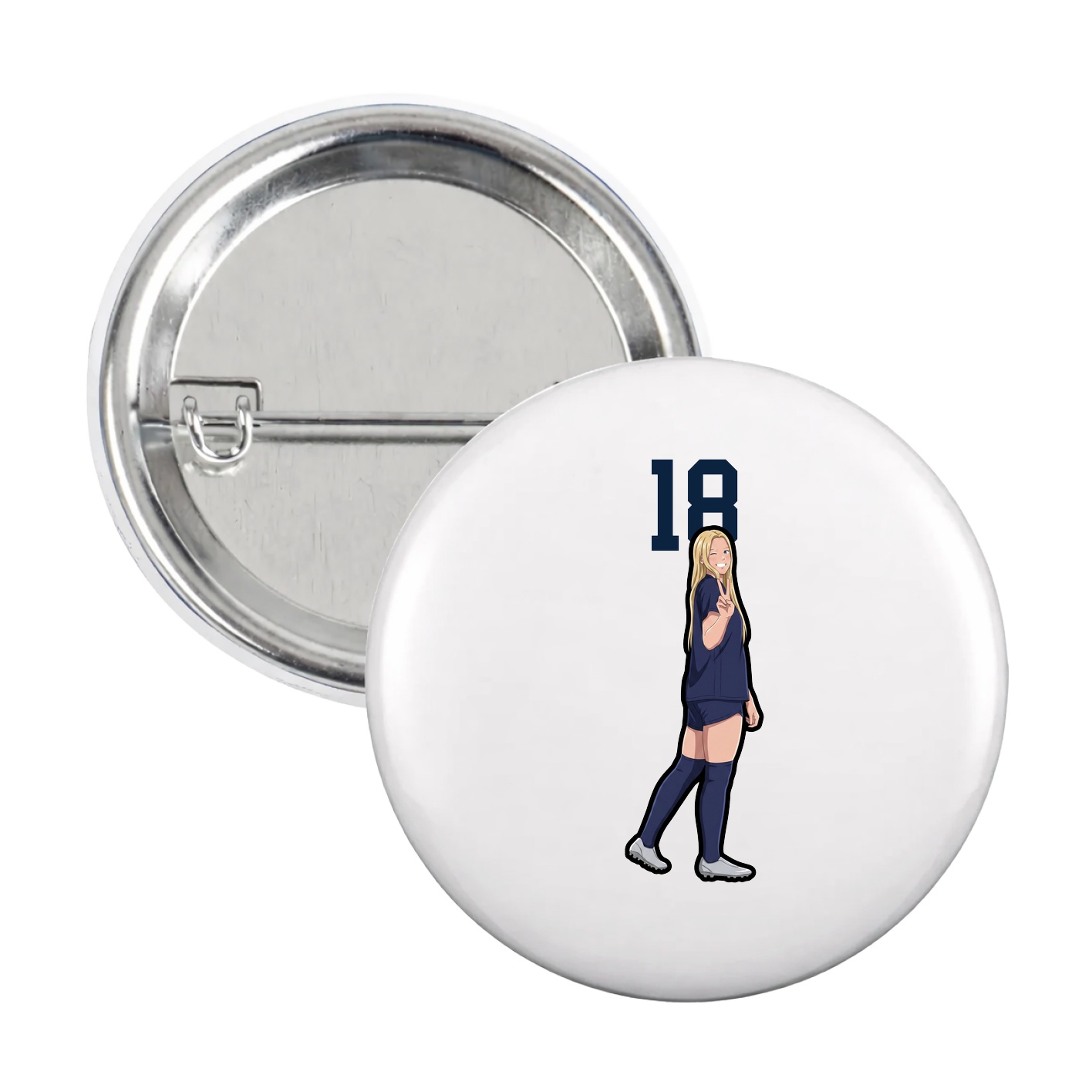 Game Day Button — Number Top in White