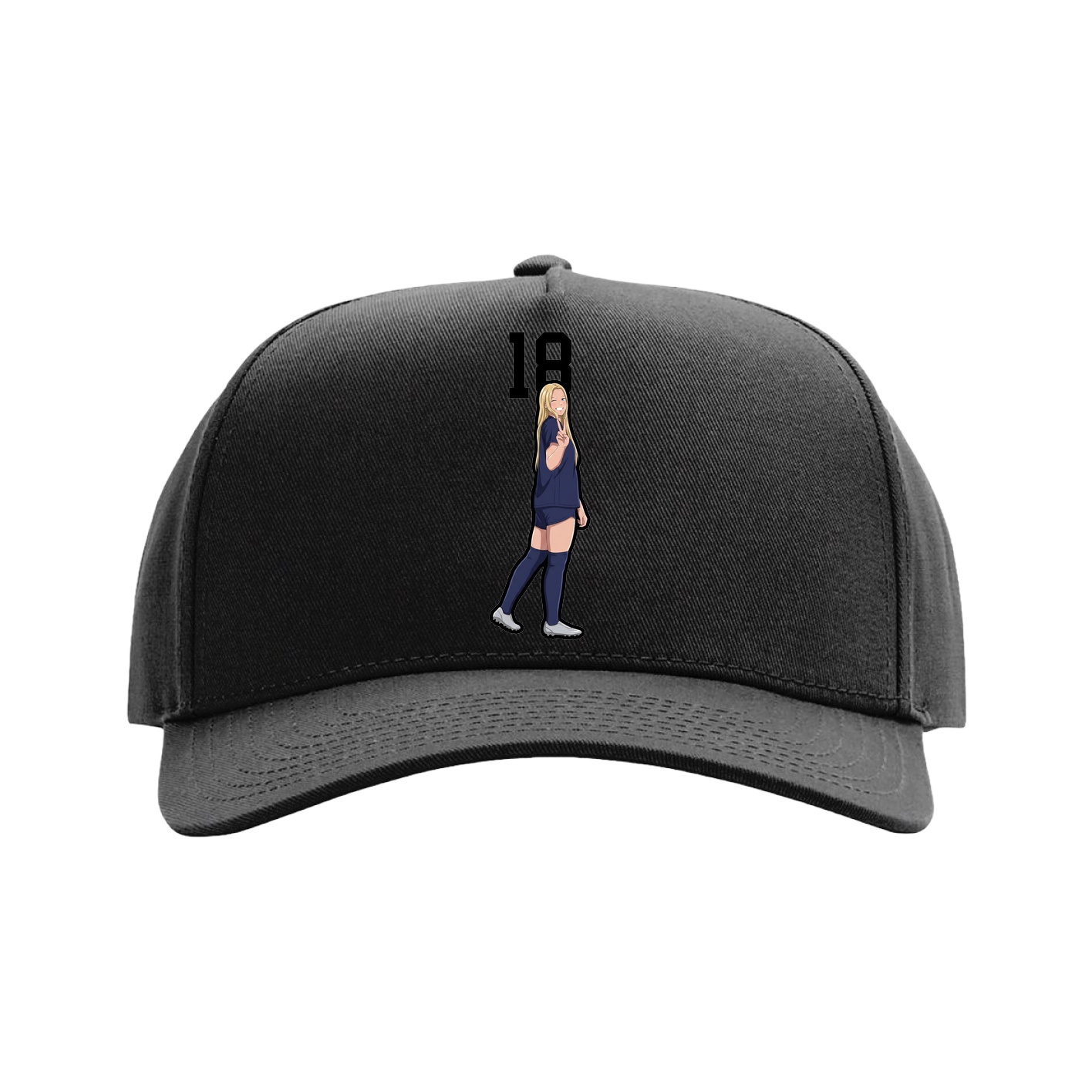 Full Fabric Five-Panel Champ Cap — Number Top in Black