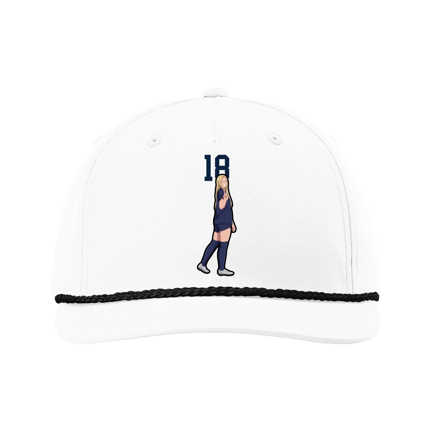 Five-Panel Classic Rope Cap — Number Top in White