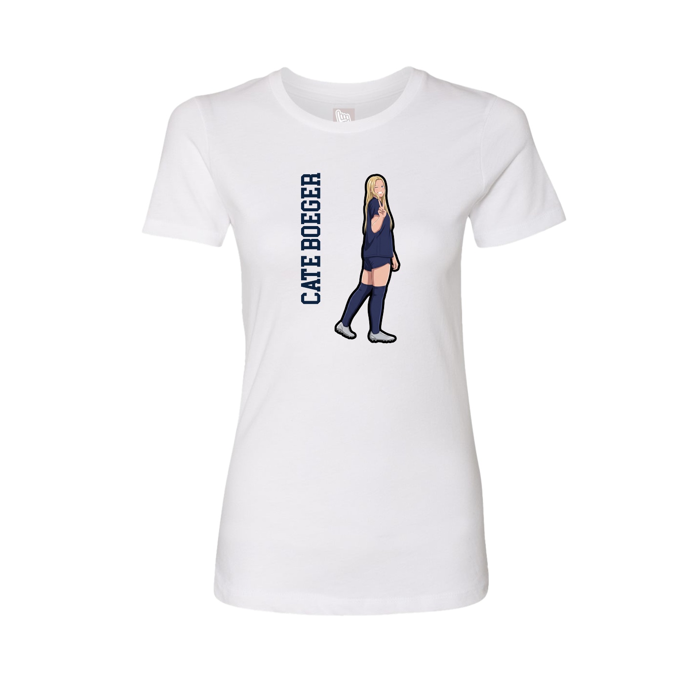 Fitted Women's Tee — Name Vertical in White