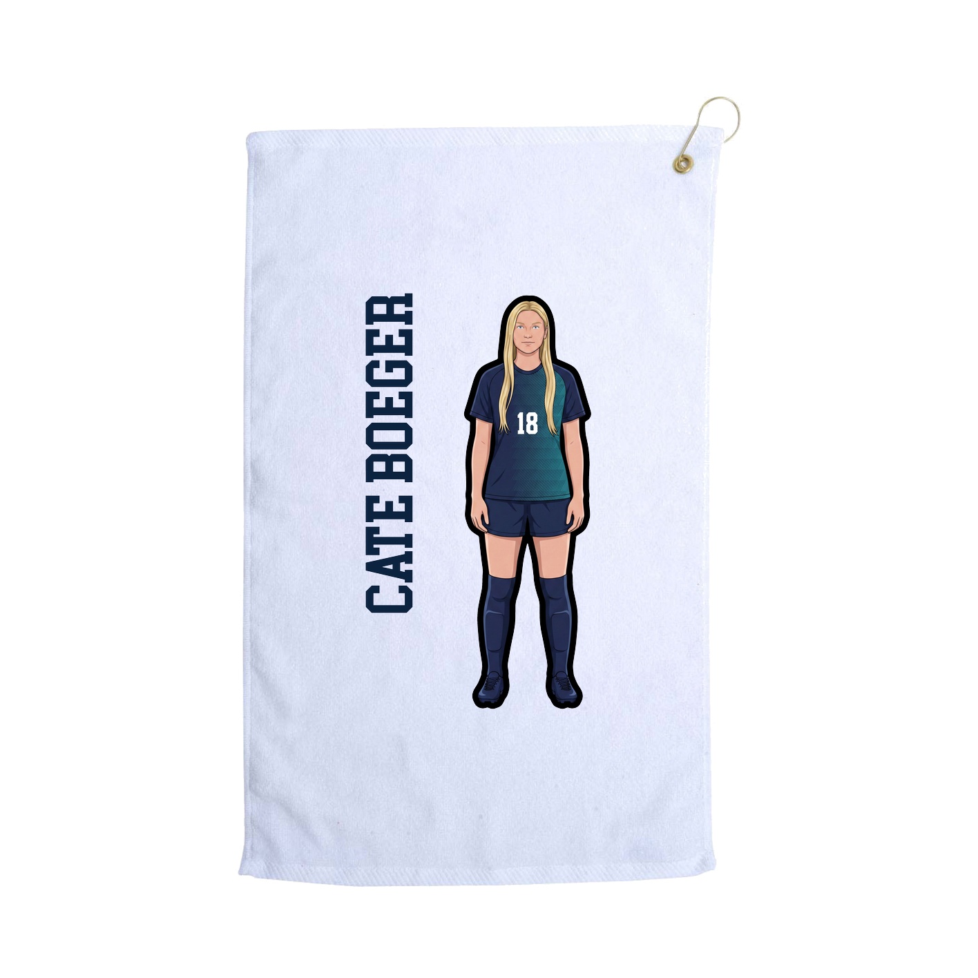 Golf Towel — Name Vertical in White