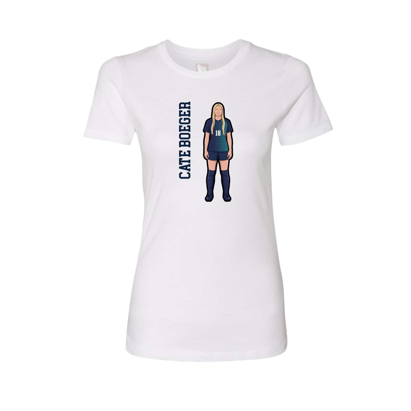 Fitted Women's Tee — Name Vertical in White