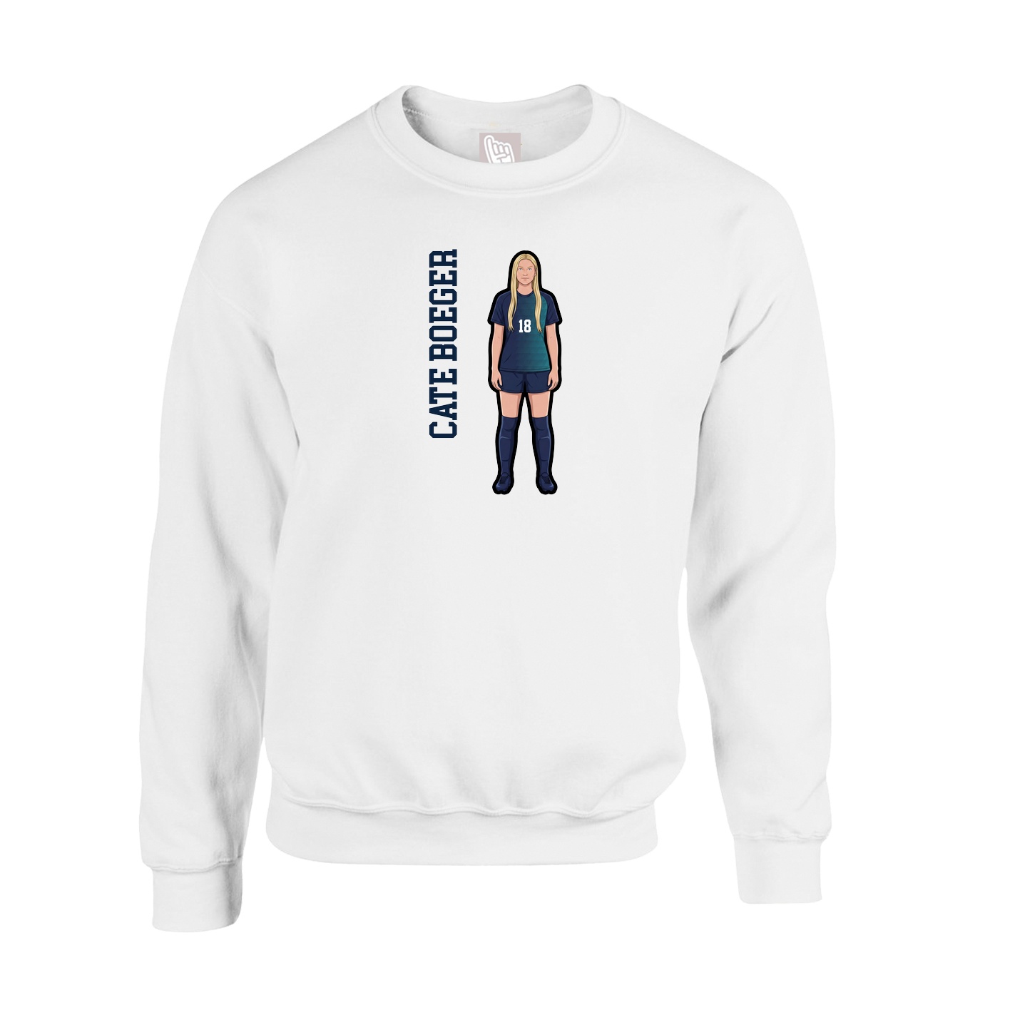 Fleece Crew — Name Vertical in White
