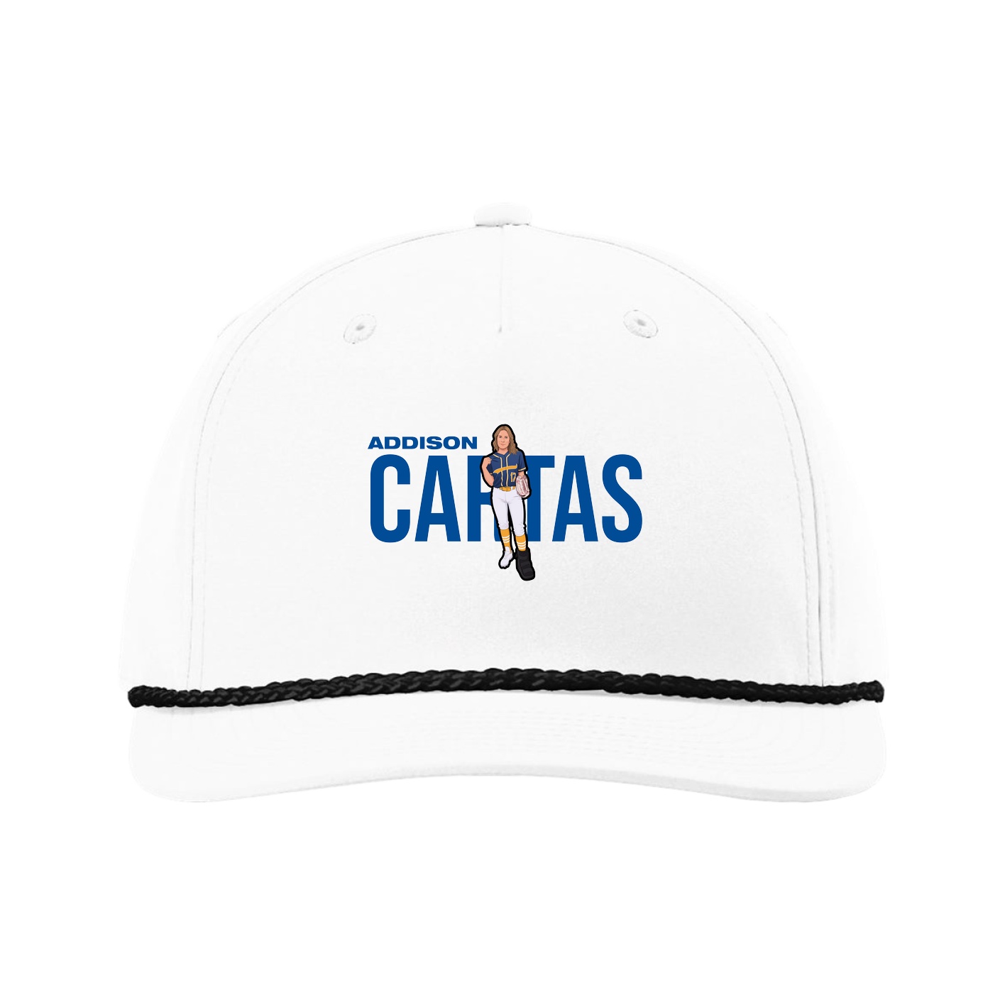Five-Panel Classic Rope Cap — Player Name in White